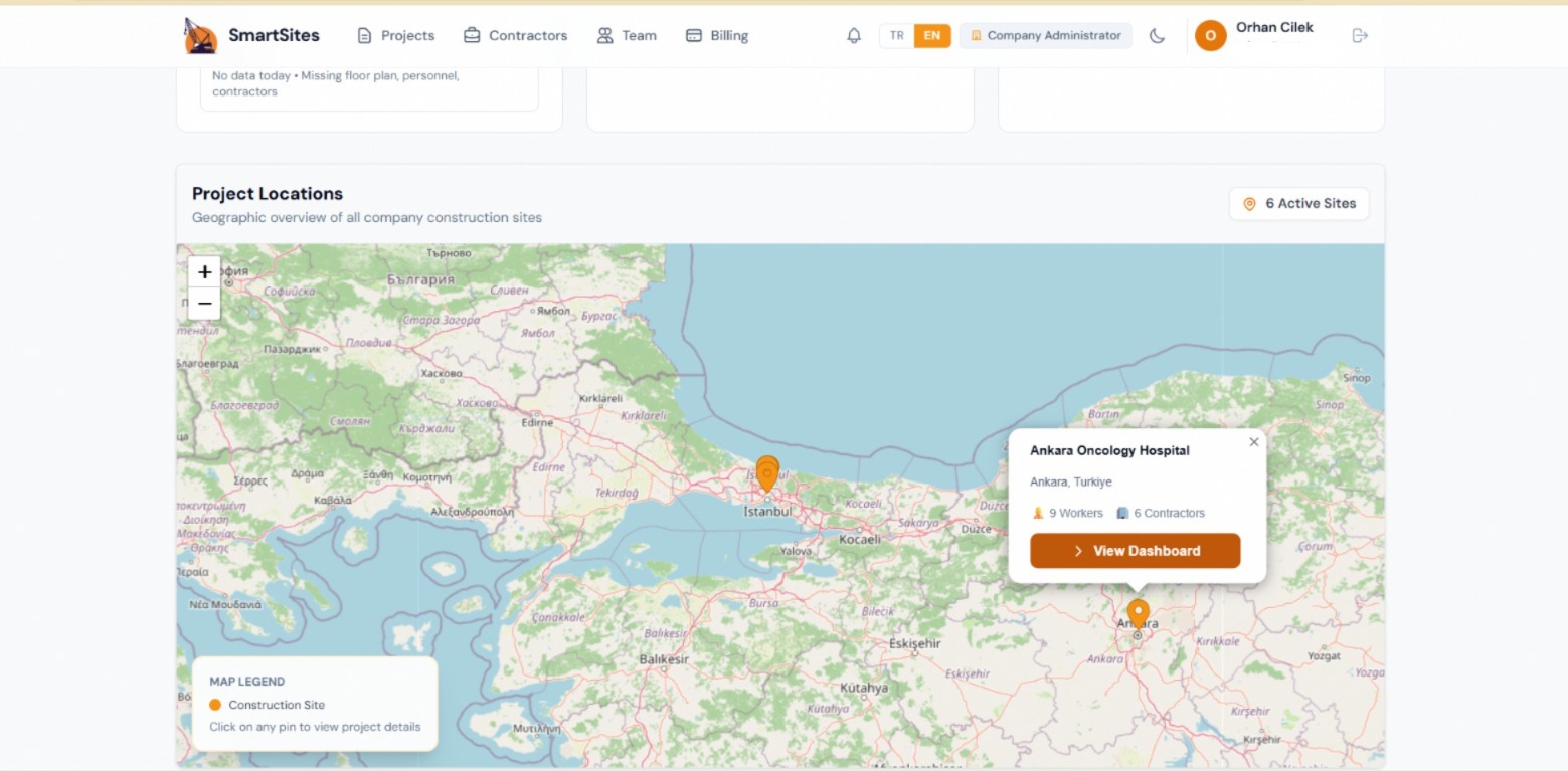 SmartSites project locations map screenshot