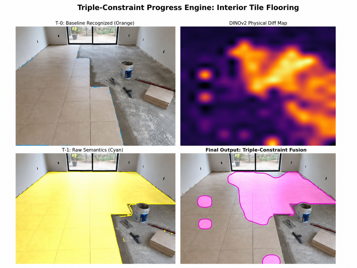 AI progress detection example for interior tile flooring
